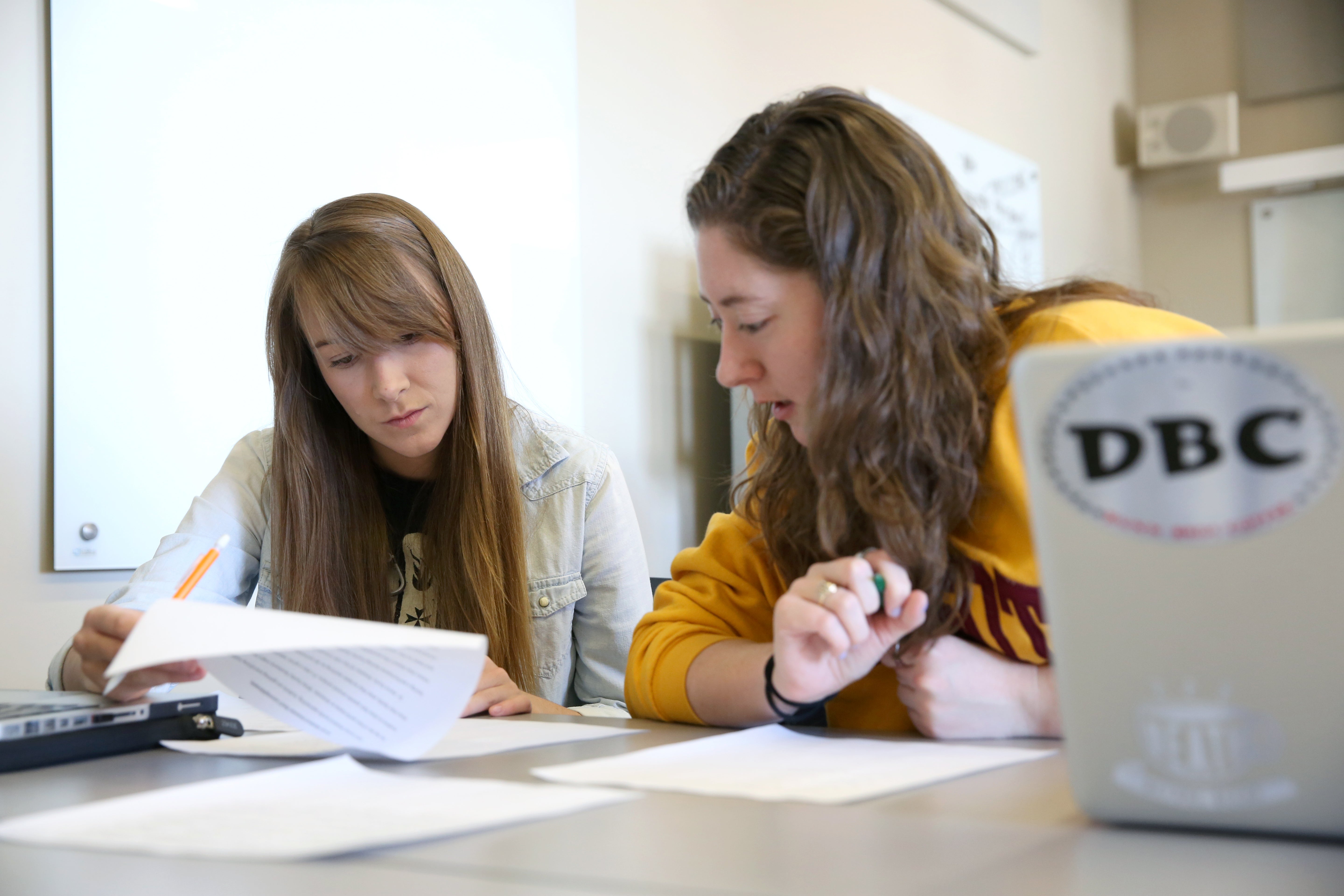 Two students working together