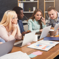 A group of four people