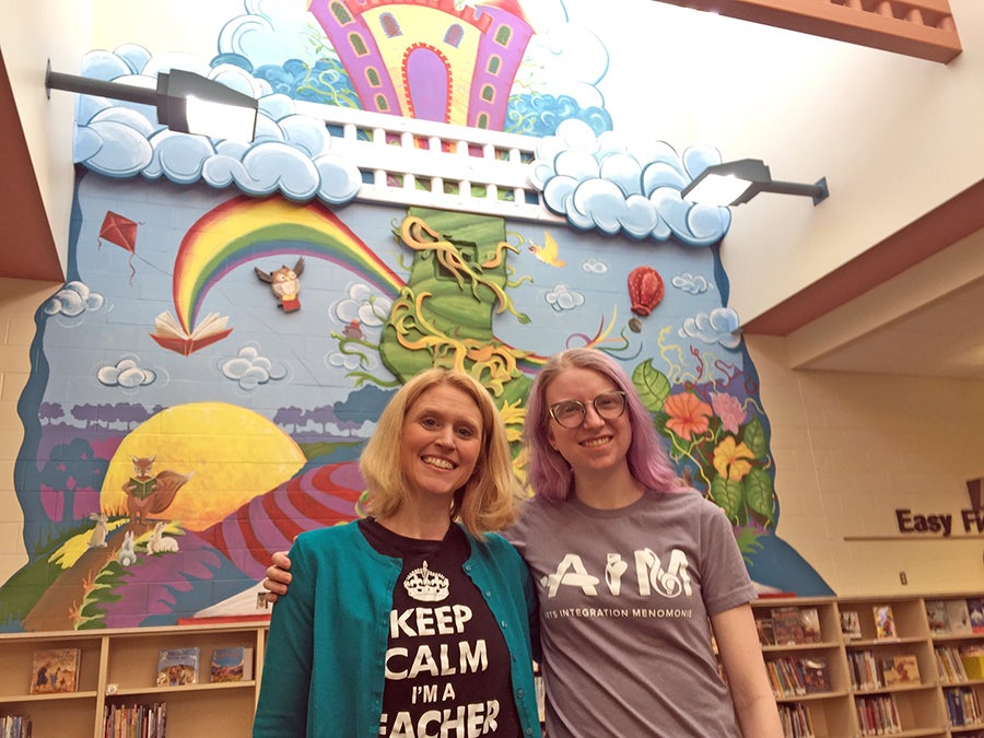 Taylor Gardner, at right, with Arts Integration Menomonie executive director Tami Weiss.