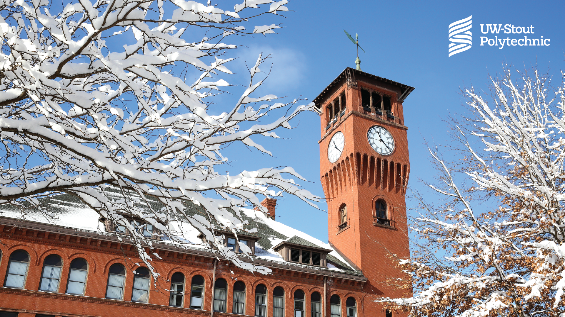 UW-Stout Polytechnic Winter Bowman Hall Digital Wallpaper