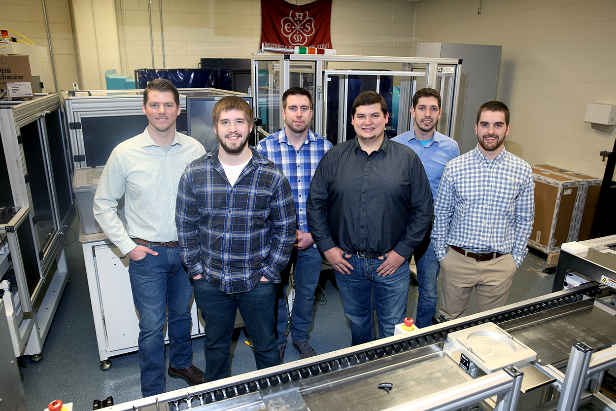The six students who are the first UW-Stout mechanical engineer graduates are left to right, Steve Dillon, Jamison Noye, Ryan Monroe, Zachary Johnson, David Zalusky and Kevin Larson.