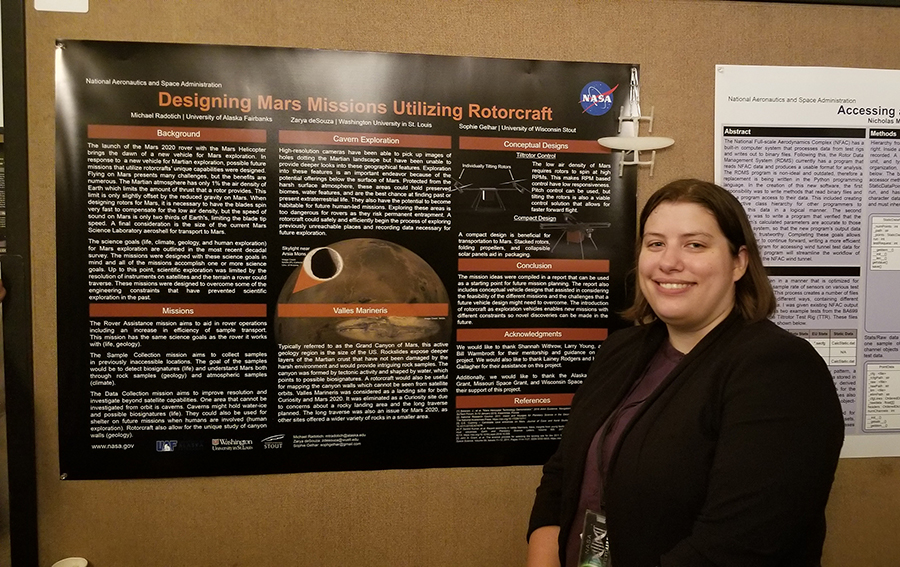 Sophie Gelhar researched drone flights on Mars with two other students during a NASA internship last summer in California.