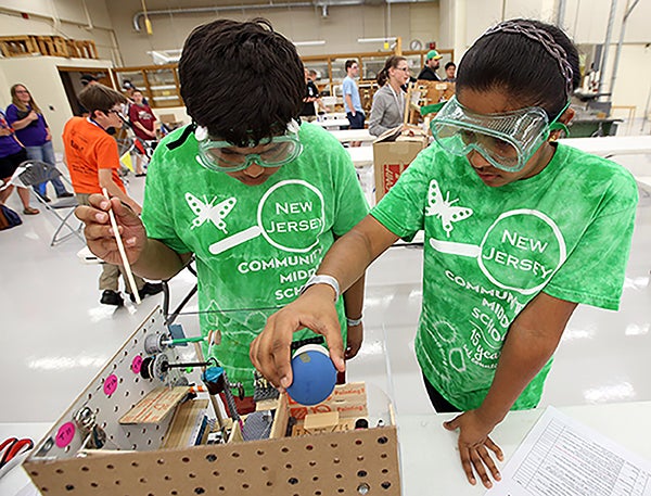 Students from New Jersey work on an entry in the 2016 National Science Olympiad held at UW-Stout. 