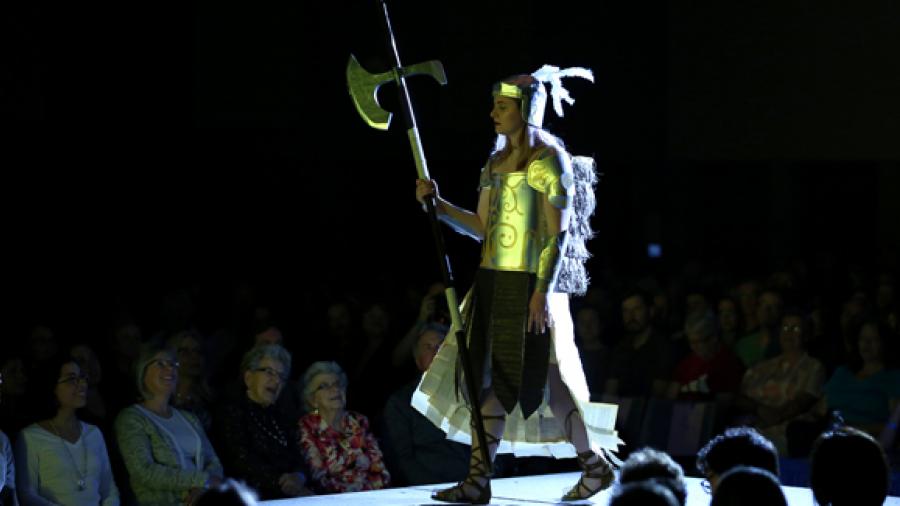 A sellout crowd enjoys the Fashion Without Fabric show, one of 30 events and activities held during Family Weekend at UW-Stout.