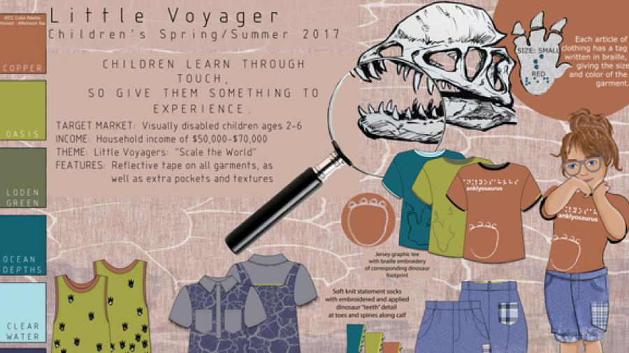 The Little Voyager apparel line designed by Sarah Steger took first place in a national student apparel contest.