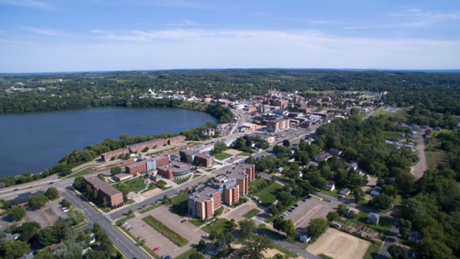 The UW-Stout campus, from the north end looking south.