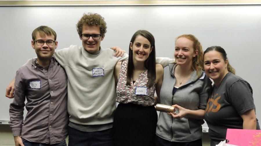 Members of UW-Stout’s Maxtruder team, which advanced to the state level of the Wisconsin Big Idea Tournament