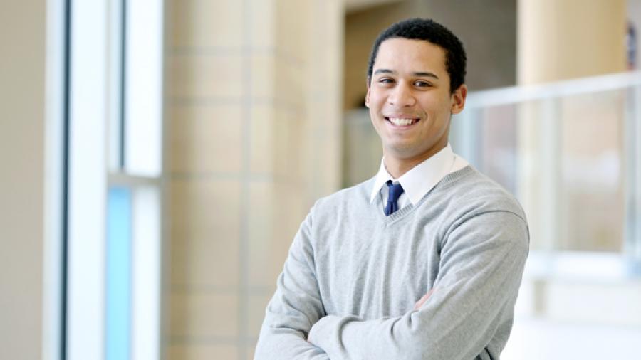 DaMarcus Zeroth, who earned a bachelor’s degree Saturday, Dec. 16, from UW-Stout in criminal justice and rehabilitation, has been working full time for the Menomonie Police Department since September 2016.