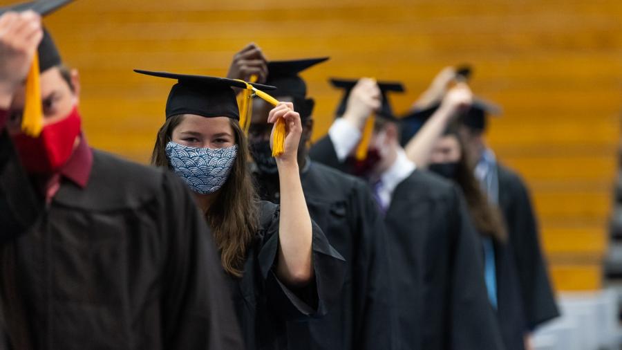Sara Elmore celebrating her spring 2021 graduation.