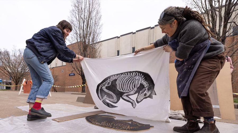 A print reveal at the steamroller event.