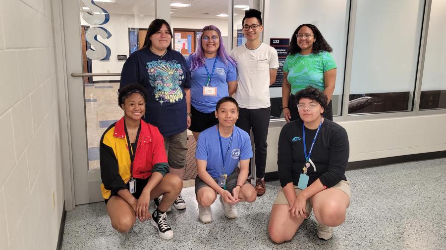 Stoutward Bound students and mentors at the Multicultural Student Service office