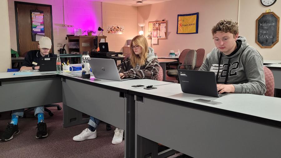Brooke Vanderwyst, center, and Project SEARCH interns