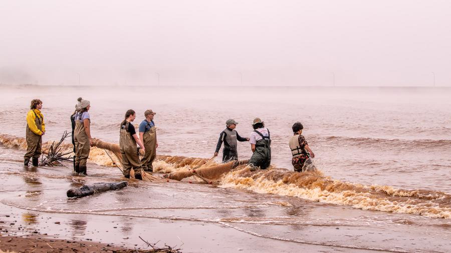 Summer ichthyology students on Lake Superior.