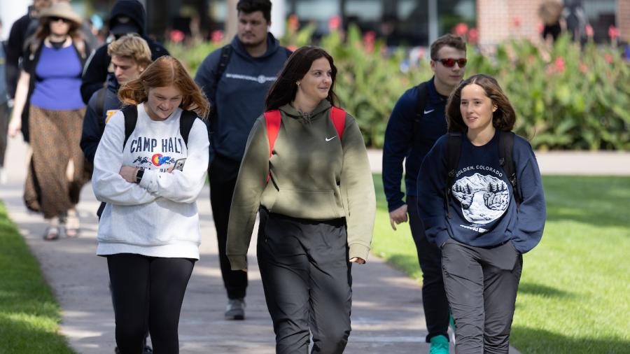 Students walking on campus