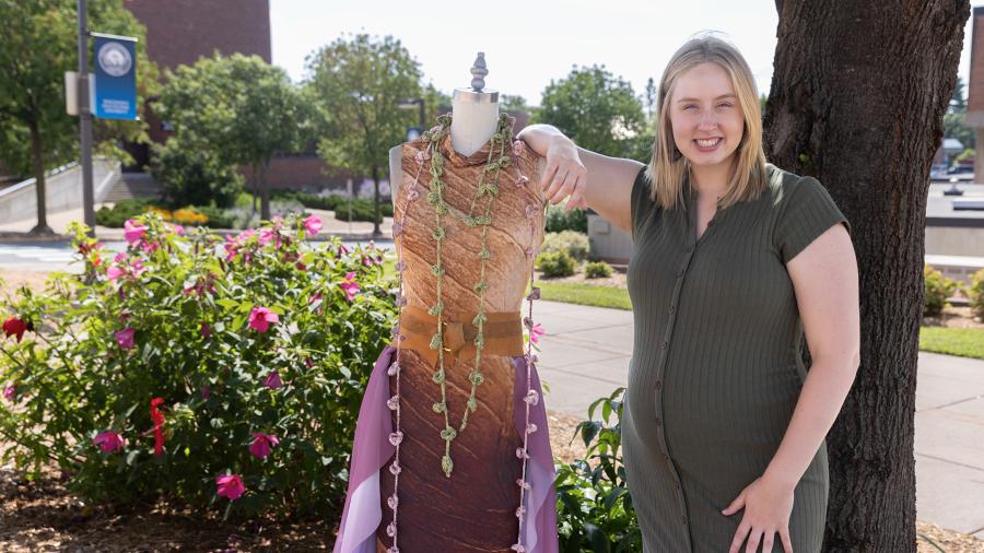 Clothing designs by UW-Stout graduate student Bex Cermin are inspired by nature, including Leafed in Lilacs. They will be featured Friday, Aug. 23, at Omaha Fashion Week in Omaha, Neb.