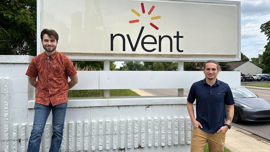 CEE students Evan Pettit and Easton Sailer at nVent