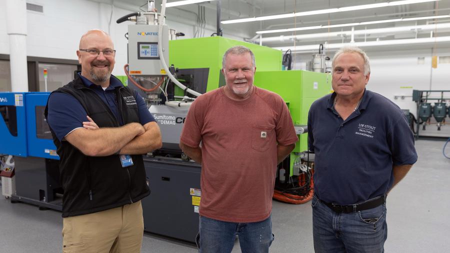 From left, UW-Stout staff Zenon Smolarek, John Buss and Chad Schlough were instrumental in the renovation project.