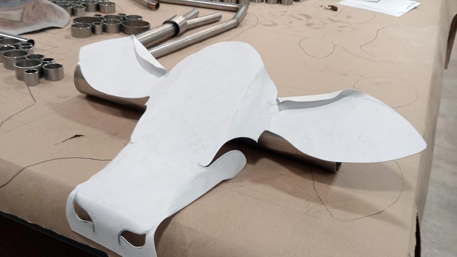After stainless steel was delivered to campus, the cows took shape in the lab.