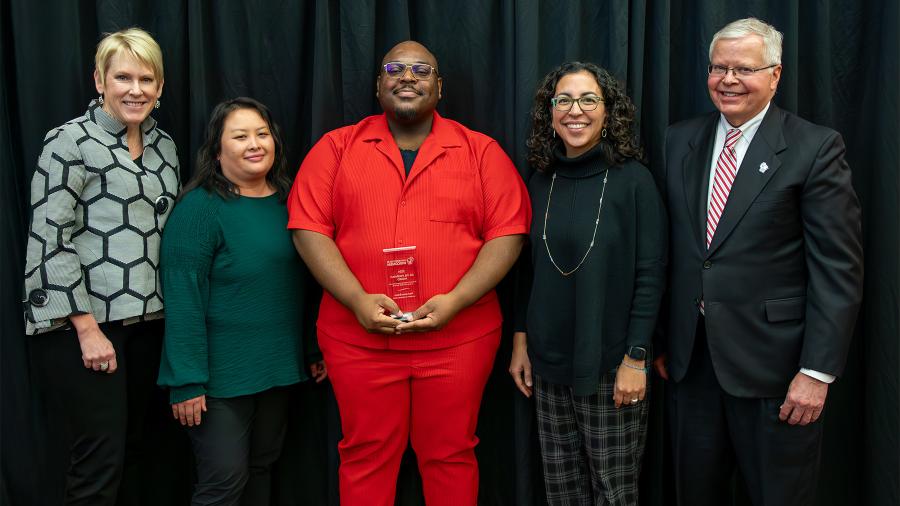 Fred Jomo Brown with his UW award