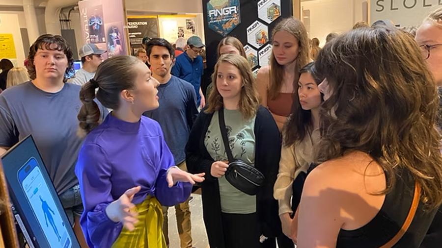 Ceci Feldt presenting her MyVCP app senior capstone display