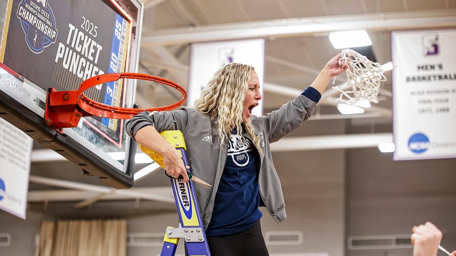Women's basketball Head Coach Hannah Iverson. Photo by Jeremy Cwan