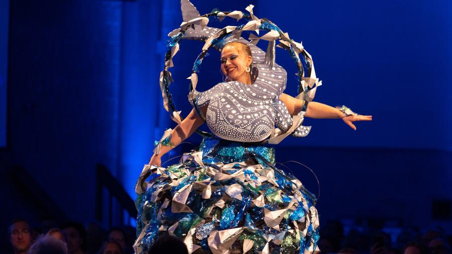 "Choreography of the Deep" was the first-place winner in the Fashion Without Fabric show