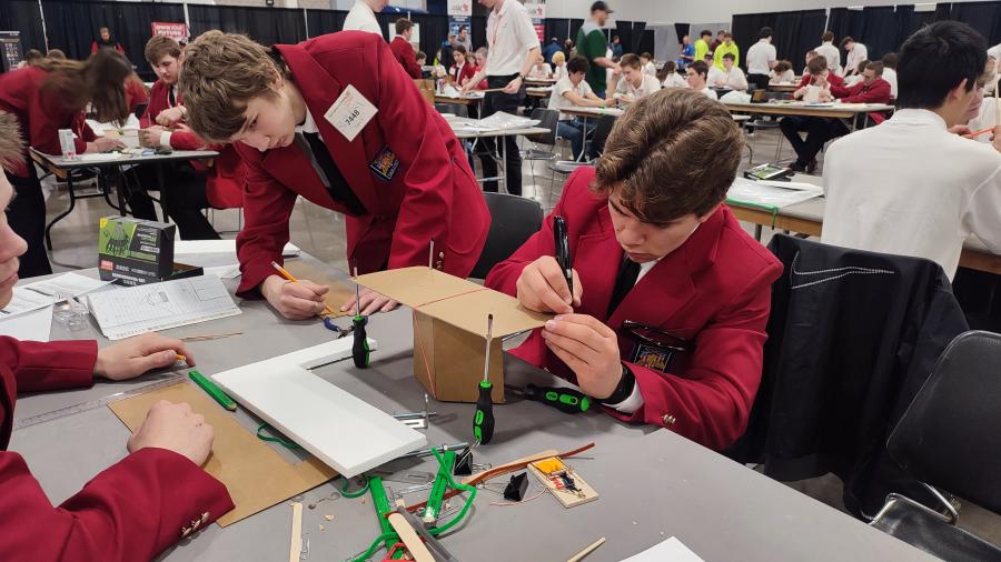 Students compete in the Team Engineering Challenge at the SkillsUSA State Tournament April 2, 2025, in Madison.