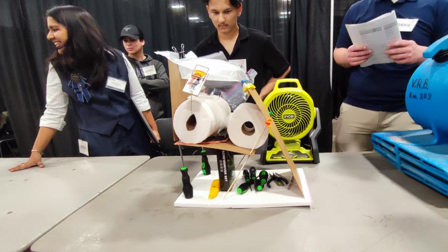 UW-Stout students judge a competitor's project at the SkillsUSA State Tournament in Madison.