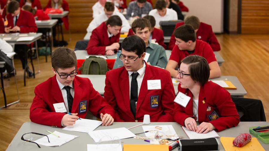 Students work on a challenge during the SkillsUSA Regional Competition