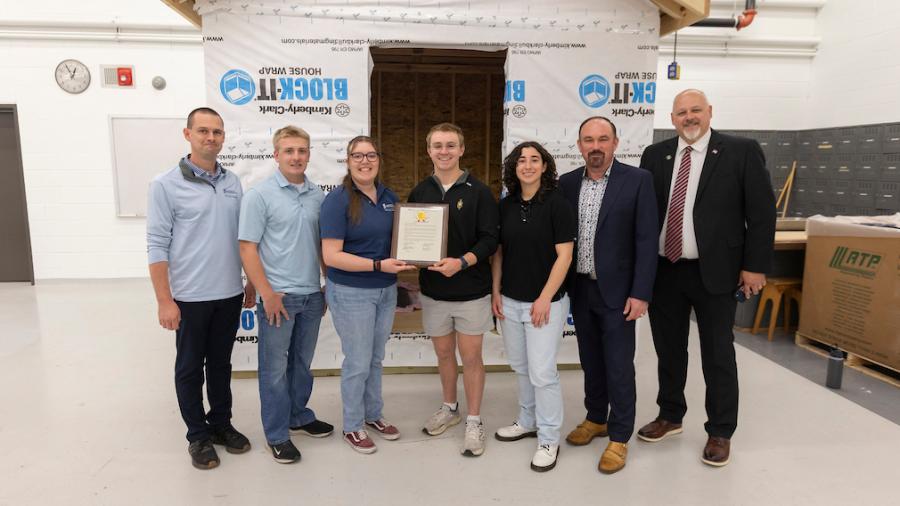 ABC Construction competition team with faculty and state representatives