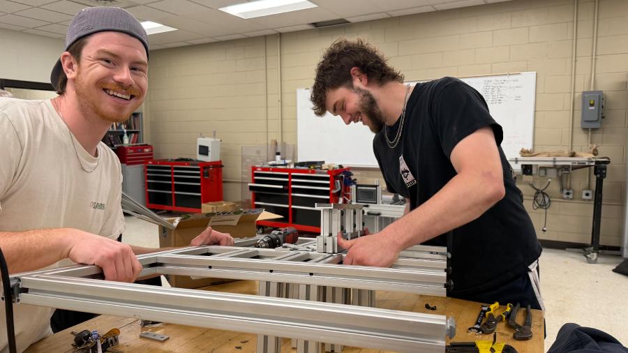 Manufacturing and mechanical engineering students work on their capstone project