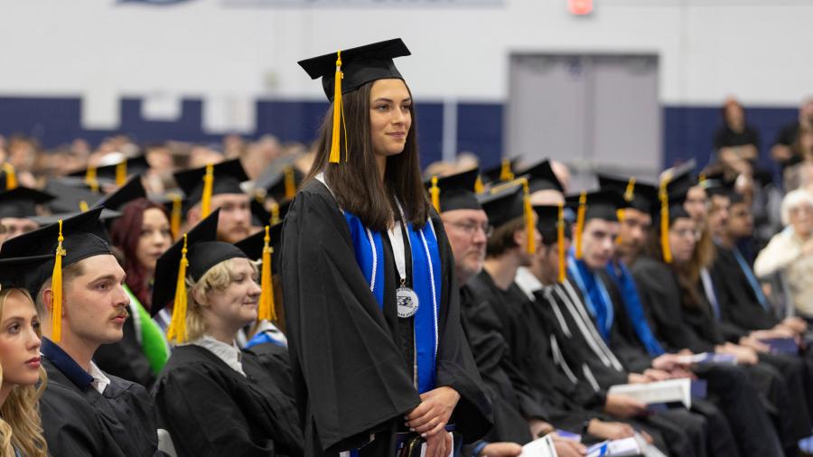 Students in graduation regalia