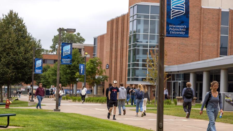 Students walk on campus