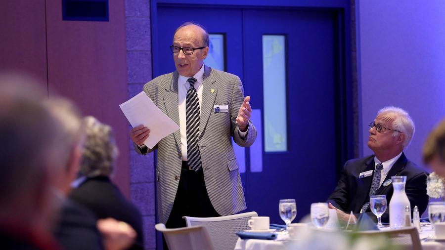 Joseph Rossmeier speaks at a Pathways Forward Campaign