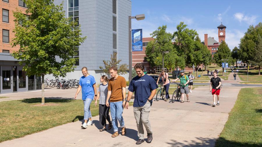Students walking on campus