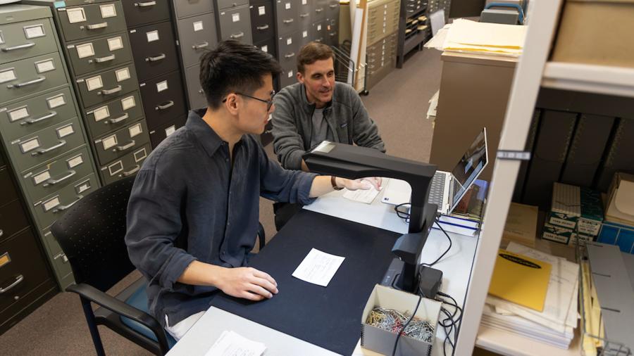 Jake See and David Statz in the University Archives