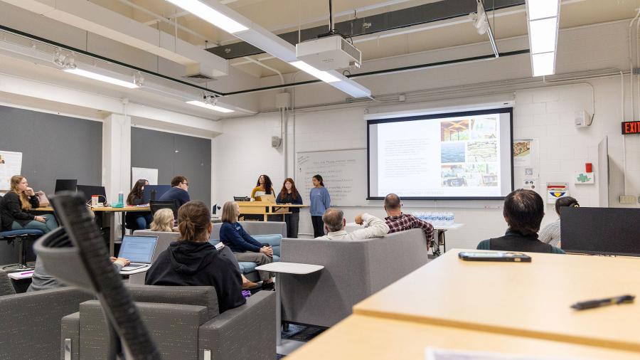 Students in interior design classroom