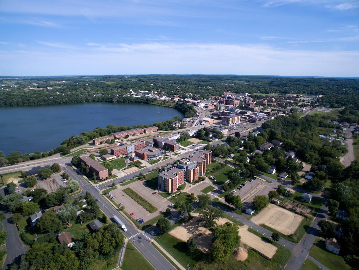 Aerial photo of campus are taken with a drone, or unmanned aerial vehicle (UAV)