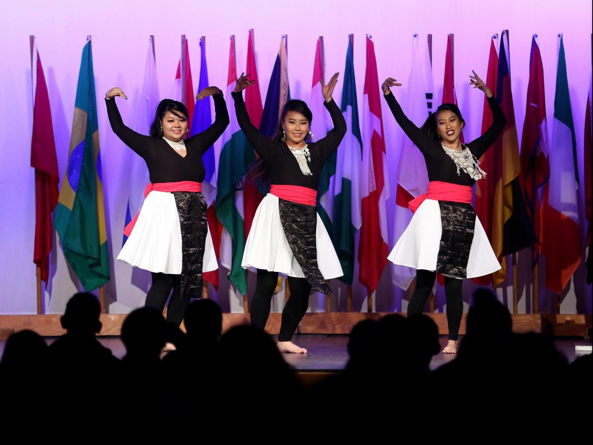 Students perform during the international show in 2018 at UW-Stout.