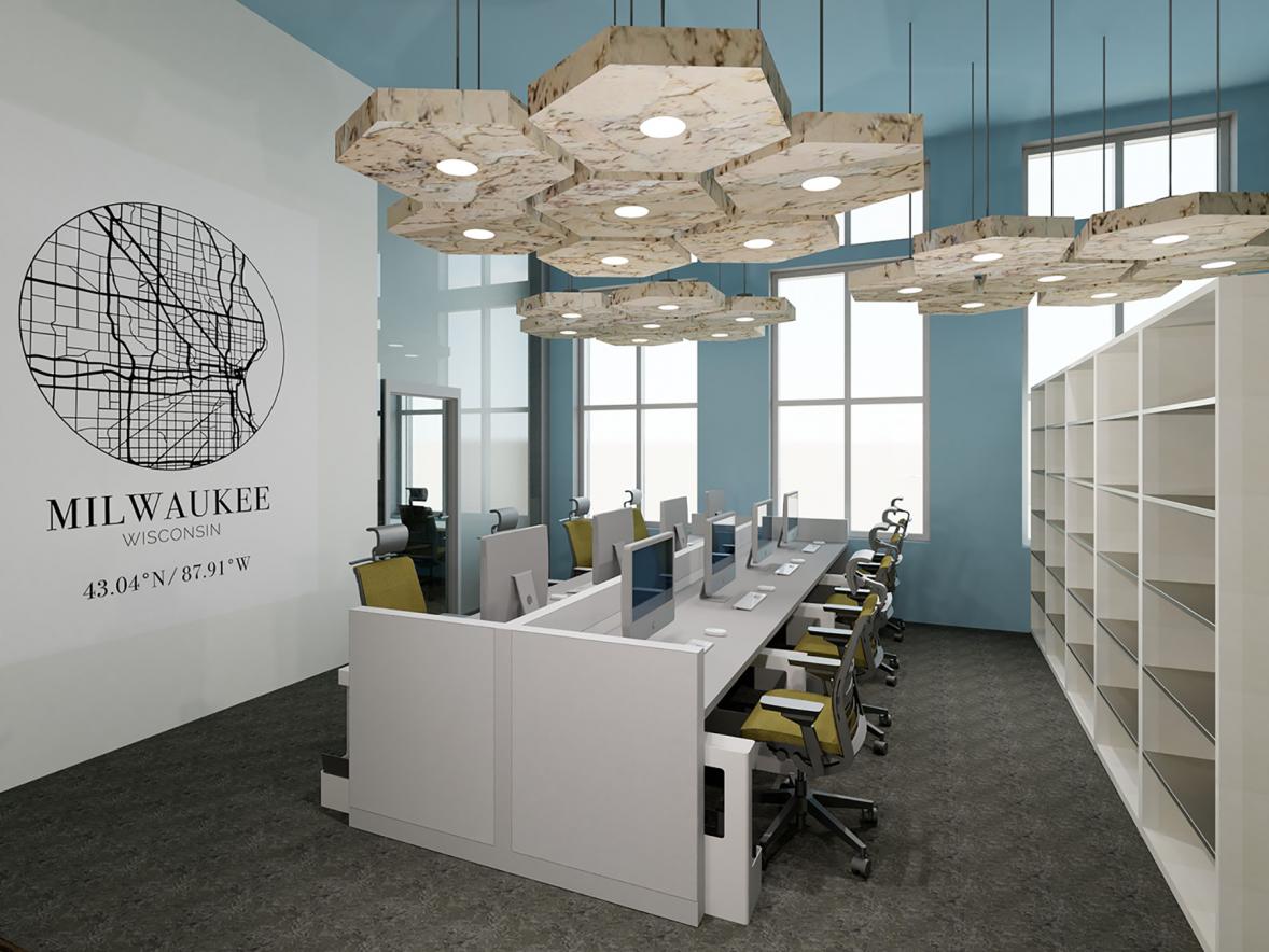 Michaela Cook’s concept design of a library for teenagers won an industry-sponsored contest at UW-Stout in 2020.
