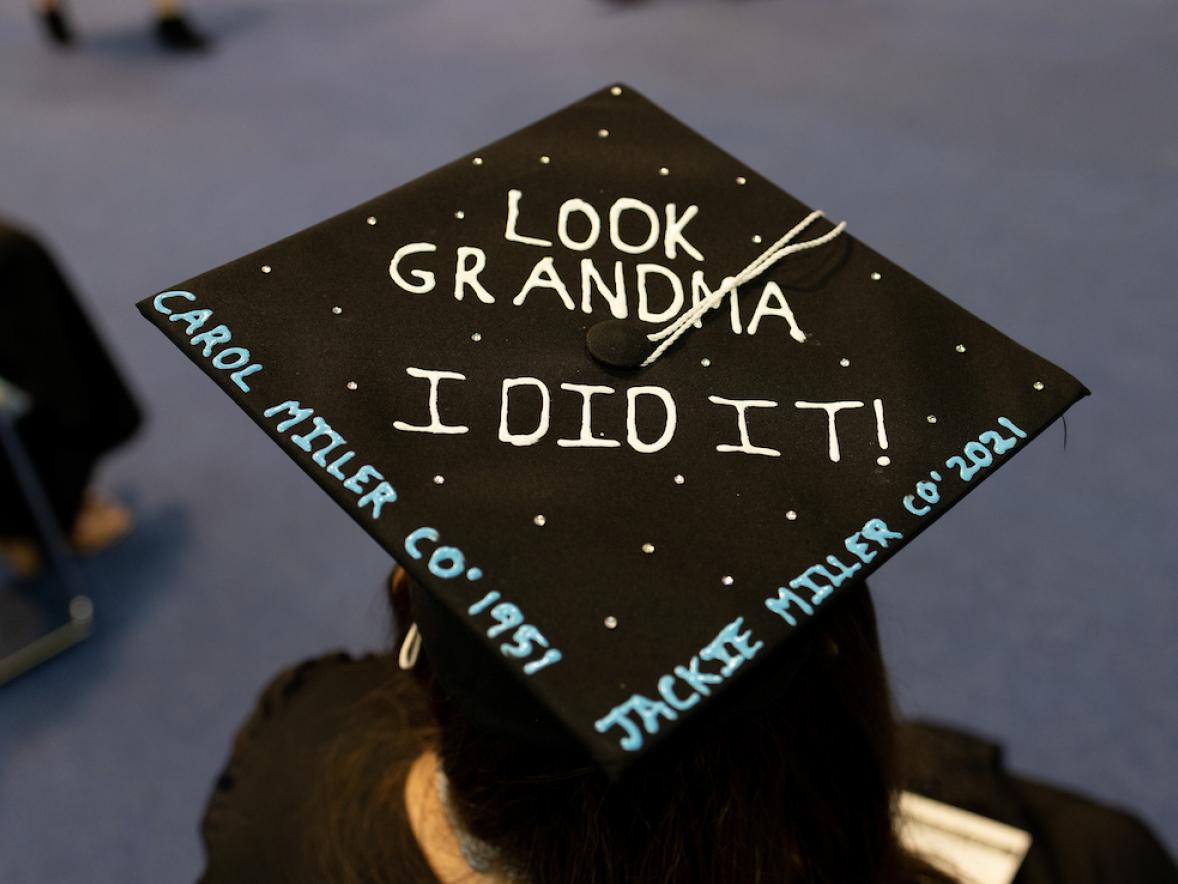 A decorated graduation cap