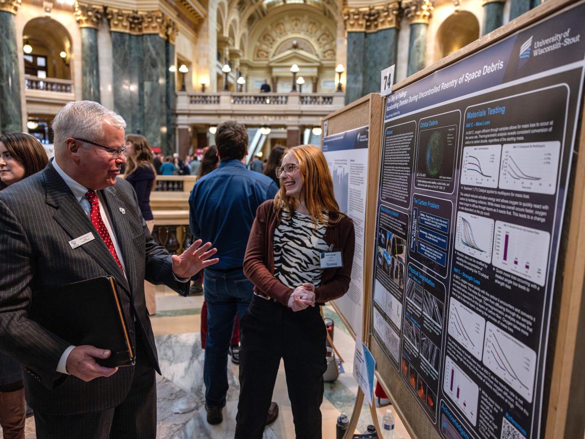 Solutions for space debris and cybersecurity threats among UW-Stout students’ research topics at state Capitol Featured Image