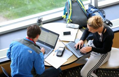 Students on computers.