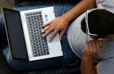 Student registering for classes online.