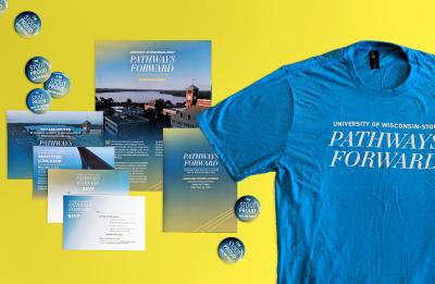 Emily Wettergren’s designs for UW-Stout’s Pathways Forward campaign will be on display at the Student Design Group art exhibit opening Feb. 21 at the Raw Deal.