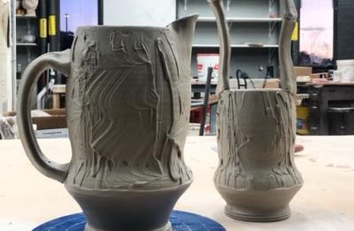 Carter Pasma's unfired pitcher and basket.