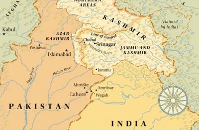 Map of Kashmir, between the India and Pakistan borders. May by Jeffrey Ward, featured in The New Yorker.