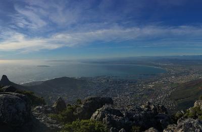 Panoramic view of South Africa coastline.