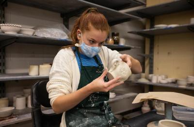 Kathryn Reeves in the ceramics lab