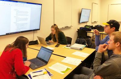Marketing and business education students participate in FBLA judging.